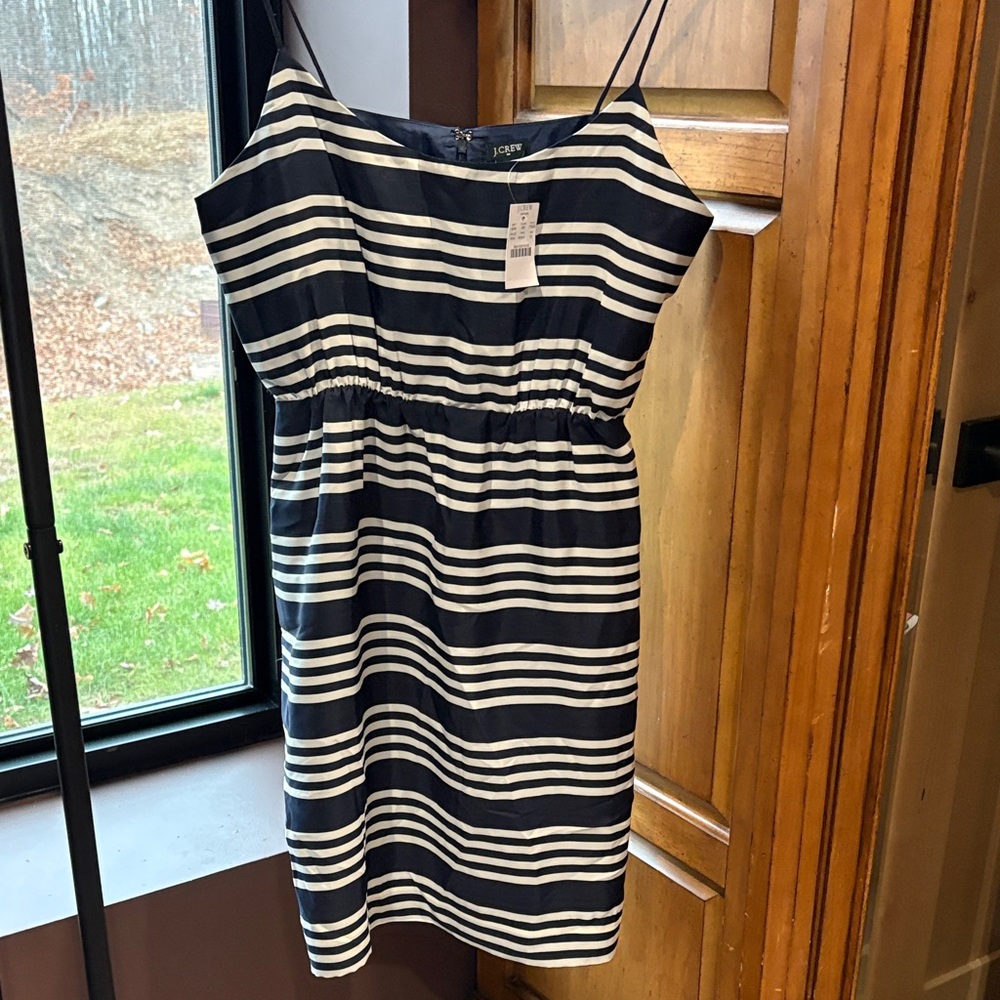 J. Crew Navy and White Striped Mini Dress